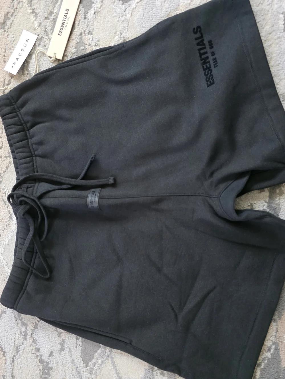 Fear of God ESSENTIALS Black Logo Sweat Shorts